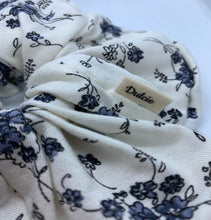 Load image into Gallery viewer, Grey Blue Floral Scrunchie
